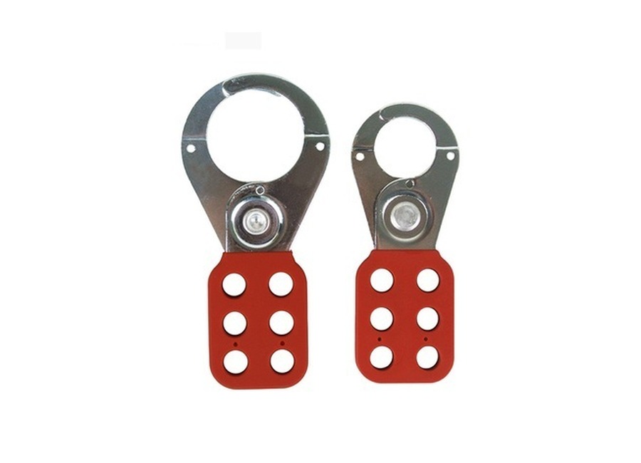 Steel group lockout hasps with vinyl-coated handle