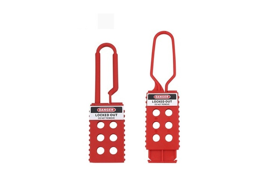 Red non-conductive nylon lockout hasp